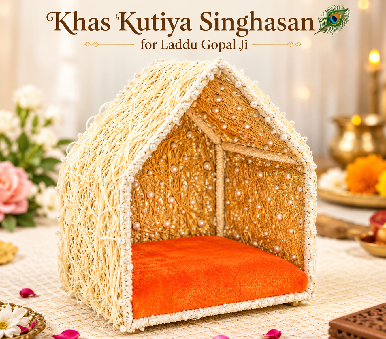 Premium Laddu Gopal Ji Khas Kutiya Singhasan | Original Khas Kutiya