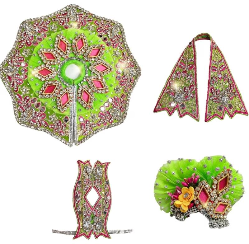 Premium Laddu Gopal Ji Dress with Embroidered Design and Latkan in Green Color