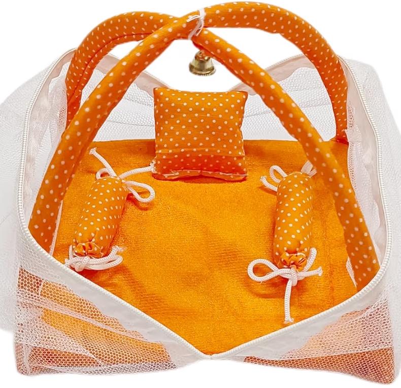 Laddu Gopal Ji Orange Bed With Pillow and Lotan | Premium Quality