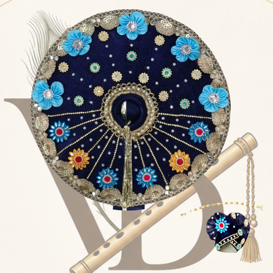 Laddu Gopal Ji Premium Blue Embroidered Dress with Mukut and Latkan