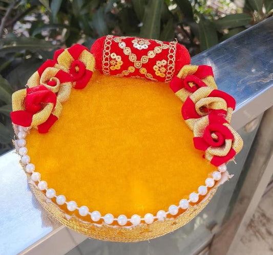 Laddu Gopal Ji Singhasan (Sofa) with Red Lotan and Flower Designs