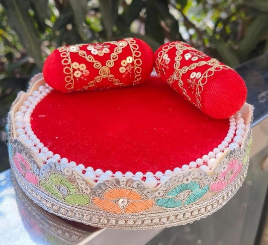 Laddu Gopal JI Singhasan(Sofa) With 2 Red Lotan and Multi Designs