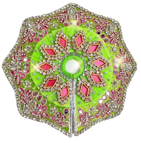 Premium Laddu Gopal Ji Dress with Embroidered Design and Latkan in Green Color