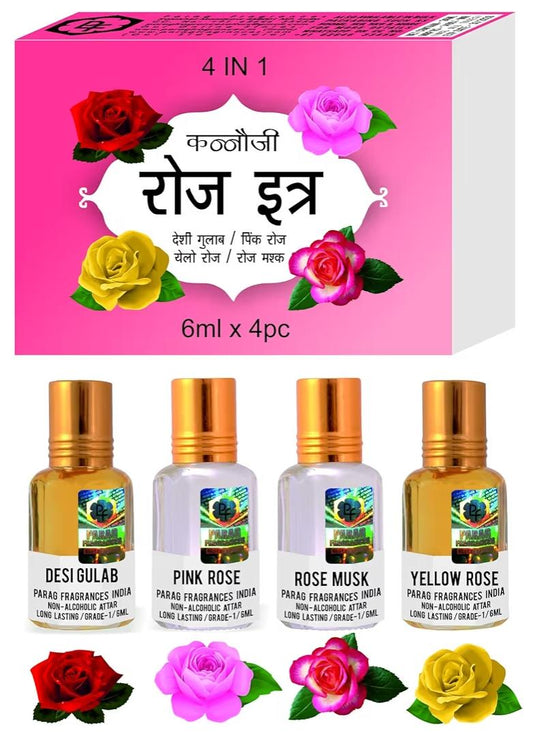 ROSE Special Kannauji Ittra(Perfume) For God | Scientifically Proven 100% Original Perfume for God | 4 Piece in 1 Set