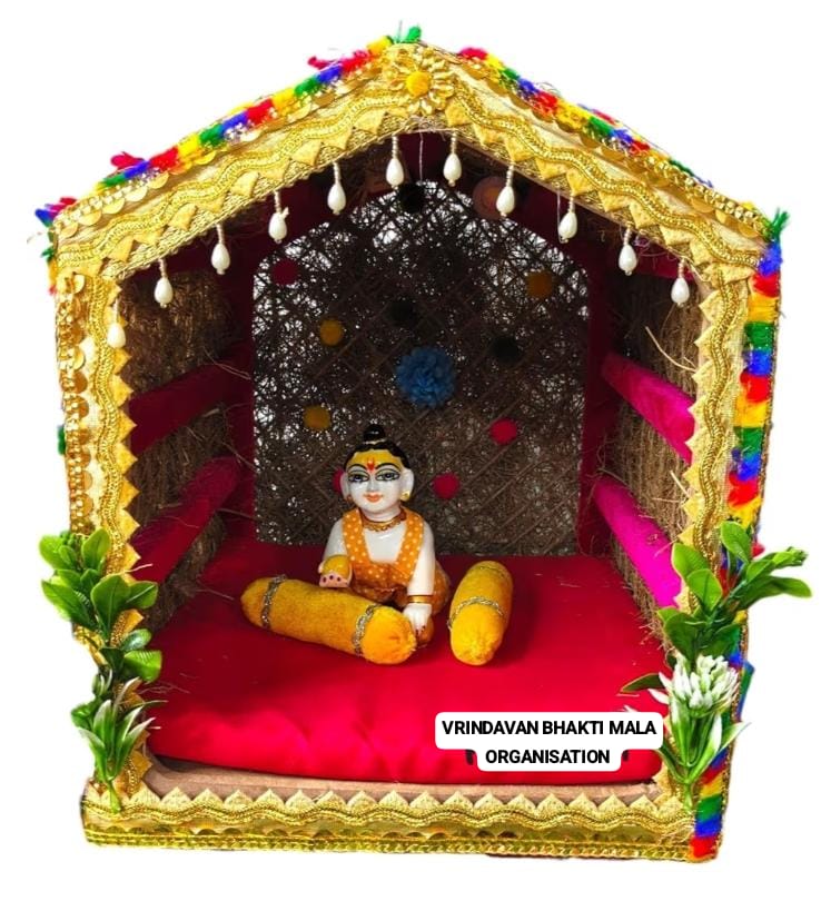 Original Pure khas with wooden work kutiya for laddu gopal ji with lace and latkan