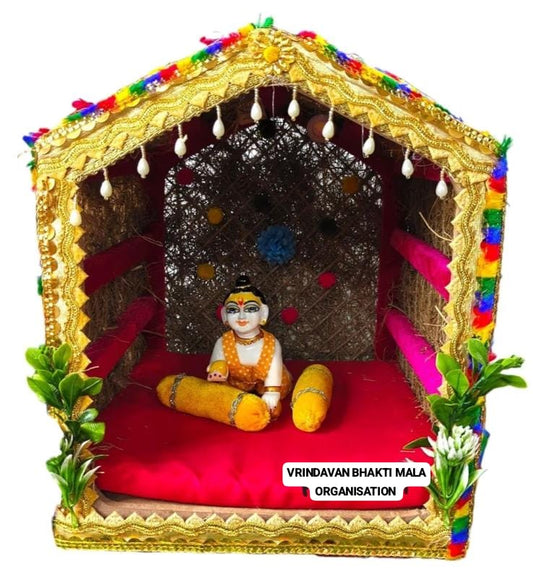 Original Pure khas with wooden work kutiya for laddu gopal ji with lace and latkan