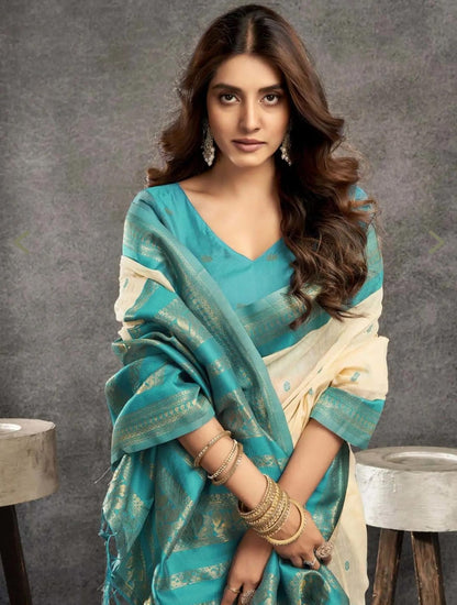 Women's Cotton Printed Design Saree with Blouse |  Best for Party, Festivals, Weddings | Washable Fabric | 100% Premium Quality